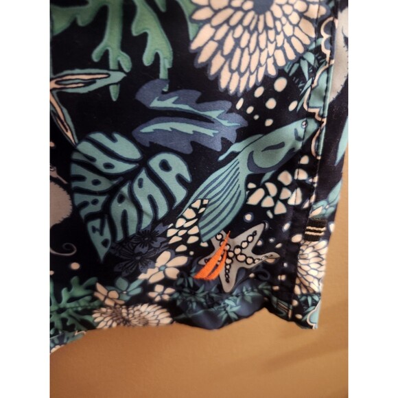 Nautica Men's Swim Trunks Blue Floral Tropical Hawaiian Drawstring Size M - Picture 2 of 4